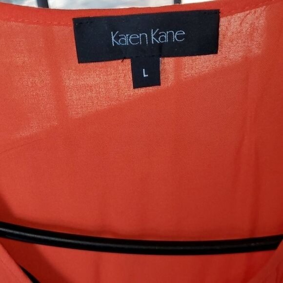 Karen Kane Buttoned Pleated Orange Sleeveless Tank Sz. L Tunic - Picture 4 of 9